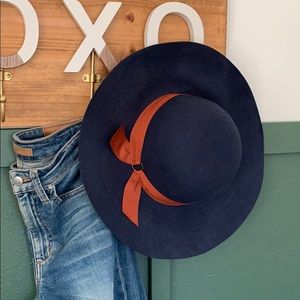 Anthropologie Floppy Brim Navy Hat